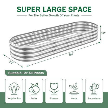 RAYKEEP 2 Pack 7x2x1ft Galvanized Raised Garden Beds, Silver - color: 2pcs, size: 7x2x1ft(2pcs)