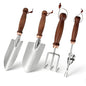 Garden Tools, 4 Pack Garden Shovel with Wooden Handles Hand Tools with Transplanting Hand Shovel, Rake and Root Picker Ideal for Digging and Planting