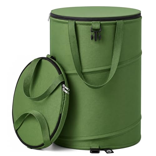Collapsible Trash Can 13 Gallon, Pop Up Trash Can with Zipper Lid - size: 13 Gallons-With Lid