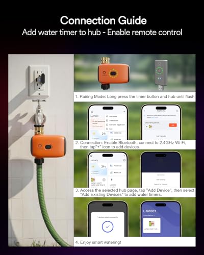 Lumary WiFi Water Timer for Garden Hose, Battery Sprinkler Timer for Watering Brass Inlet Outdoor, Rain Delay/Remote/Manual/Automatic Drip Irrigation System Programmable Faucet, Compatible with Alexa