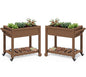 SERWALL Raised Garden Bed on Wheels with Storage Shelf Set of 2,Brown - color: Brown, size: 2 Pack