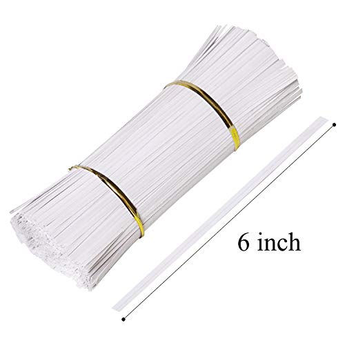 1000 Pcs 6" Paper White Twist Ties Reusable Bread Ties