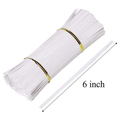1000 Pcs 6" Paper White Twist Ties Reusable Bread Ties