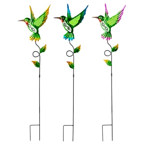 3 Pcs Hummingbird Decorative Garden Stakes,Metal Yard Art Ornaments - color: Hummingbird-b