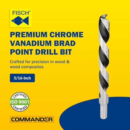 Chrome-Vanadium Brad Point - Ground Wood Drill Bit Woodworking - 5/16 Inch - size: 5/16 in