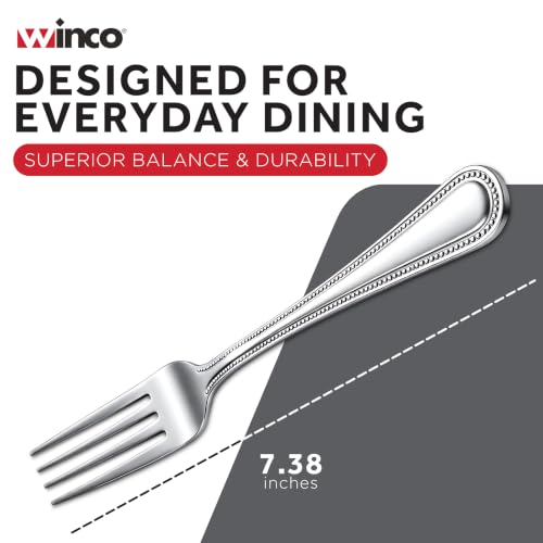 Winco 12-Piece Dots Dinner Fork Set, 18-0 Stainless Steel,Silver