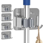 4 Pack Stainless Steel Mop and Broom Holder Wall Mount with Hook, Silver - color: A-Silver, size: 4PCS Gripper