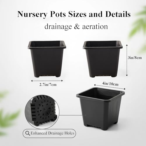 25 Packs Square Nursery Pots for Plants 4 Inch Seedling Pots with Holes - size: 4 Inch