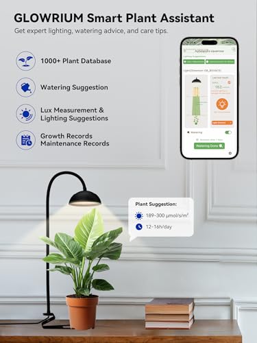 GLOWRIUM Smart Grow Lights for Indoor Plants,Full Spectrum Desk Plant Light - color: Black