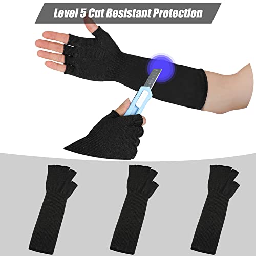 JenPen 3 Pairs Arm Sleeves Cut Resistant Level 5 - color: Black, size: Medium