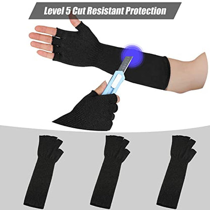 JenPen 3 Pairs Arm Sleeves Cut Resistant Level 5 - color: Black, size: Medium