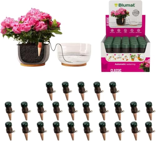 Blumat Classic Self-Watering Stakes - Prevents Overwatering and Underwatering for Healthy Growth While You are Away - Ideal for Indoor Plant Watering (25 Pack w/o Adapter) - size: 25 Pack without Adapter