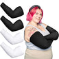 Chuarry 4 Pairs Plus Size Cooling Arm Sleeves for Women Men UV Sun Protection Oversized Flabby Arm Wraps - color: Black, White