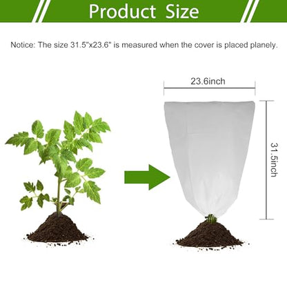 2 Pack Plant Covers Freeze Protection for Winter, 31.5''×23.6'' Frost Cloths for Outdoor Plants Cold Weather Blankets with Drawstrings - size: 31.5''×23.6'' (S, 2 Pack)
