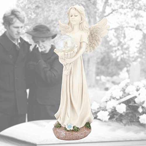 Garden Angels Outdoor Statue, Solar Angel with Crackled Glass Globe - color: Globe