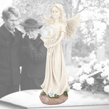 Garden Angels Outdoor Statue, Solar Angel with Crackled Glass Globe - color: Globe