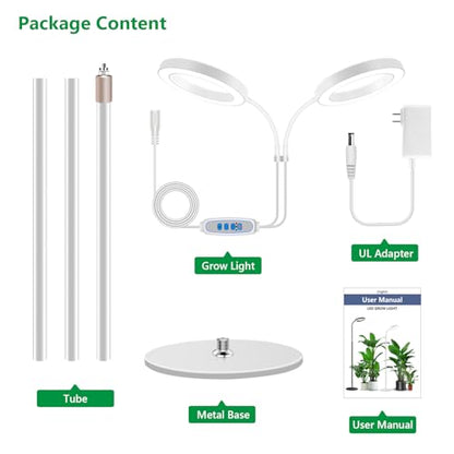 Aumtrly Large Plant Grow Light Indoor, 2 Head Full Spectrum, with 68" Stand - size: 2 head 68inch/white