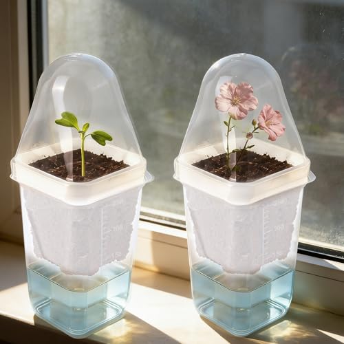 12 Sets 2.5" Mini Self Watering Pots with Humidity Dome & Plant Labels