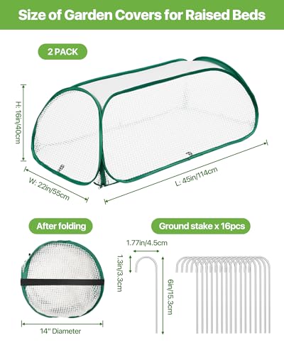 Garden Covers for Raised Beds, Greenhouse Humidity Domes, 2 Pack