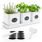 Indoor Herb Planter with 3 Herb Pots and Handled Tray