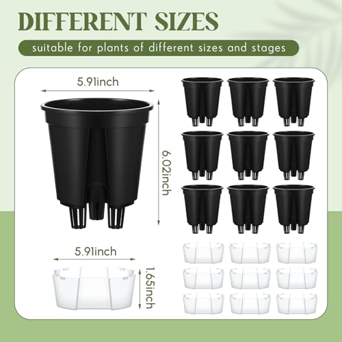 Wonderjune Self Watering Planter, 5.91'', Black, 9 Pcs - color: Black, size: 5.91''