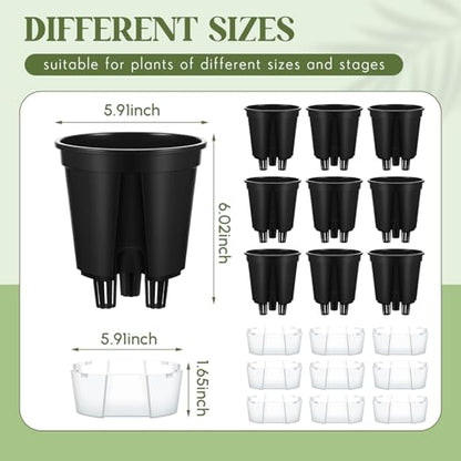 Wonderjune Self Watering Planter, 5.91'', Black, 9 Pcs - color: Black, size: 5.91''