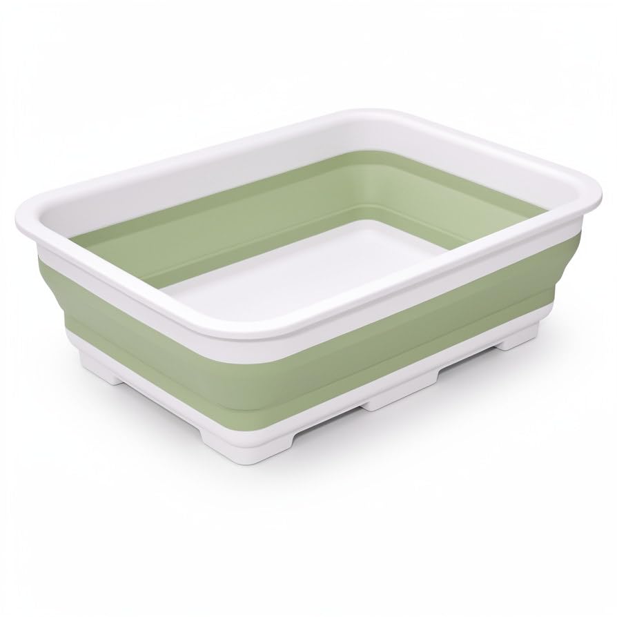 Goderewild Collapsible Dish Pan, 10L (2.6 Gal) Foldable Sink Tub - color: Green