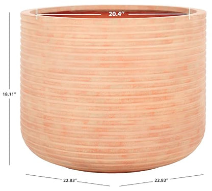 SAFAVIEH Outdoor - Nardo Terracotta Cement Ficonstone Planter Pot with Drainage Hole, Frost Resistant Garden Planter for Patio, Deck, Backyard, 22.83" W x 22.83" D x 18.11" H (PAT1531D) - color: Terracotta
