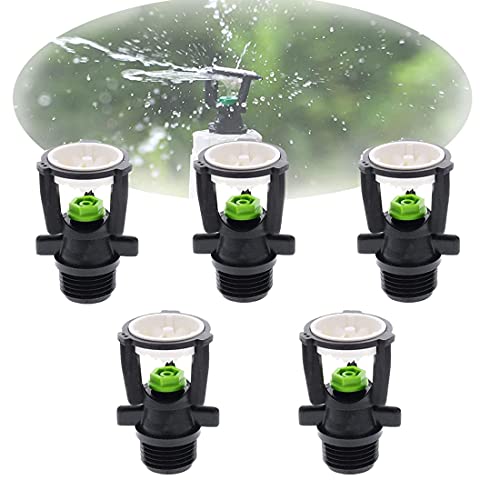 Micro Drip Irrigation, 1/2" External Thread Rotating Sprinklers Mini Wobbler Irrigation Water Spray Sprinkler Farm 360 Degree Rotary Watering Nozzles.(5 pcs)