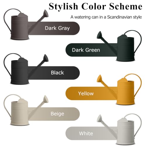 2L Watering Can Pitcher Water Pot, 2-in-1 Pour/Shower (Black) - color: Black