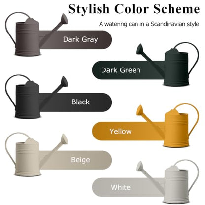 2L Watering Can Pitcher Water Pot, 2-in-1 Pour/Shower (Black) - color: Black