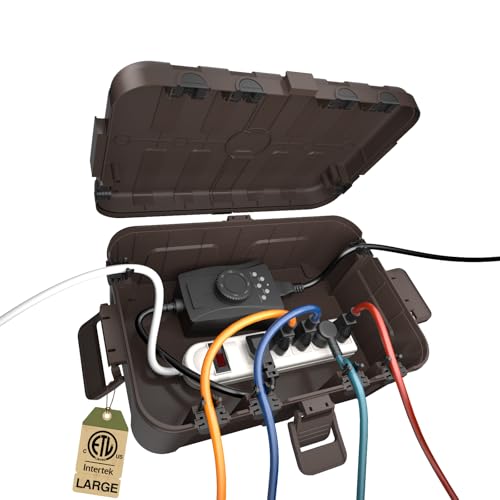 Flemoon Large Outdoor Electrical Box, IP54 Waterproof Extension Cord Cover - color: Brown, size: Large