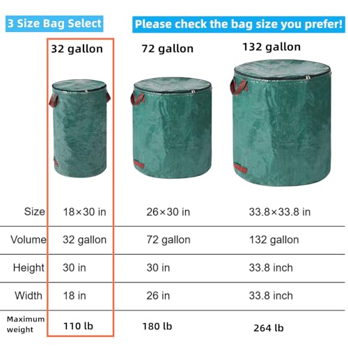 4 Pack 32 Gallons Reusable Yard Waste Bags with Lid Lawn Leaf Bags - style: 4pcs 32 gallons bags with lid