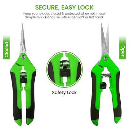 Garden Guru Razor Sharp Snip – Professional Garden Pruning Shears Trimmers Scissors – Super Sharp Micro-Tip Precision Stainless Steel Blades - Easy on Arthritic Hands - Soft Ergonomic Handles (2 Pack) - size: 2 Pack, style: Snips
