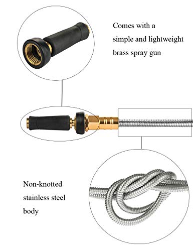 Rosy Earth Metal Garden Hose 75 FT, 304 Stainless Steel Water Hose - size: 75FT