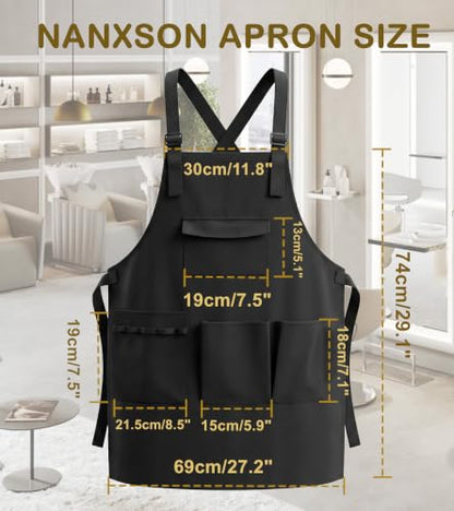 Nanxson Apron with Pockets Cross Back Apron for Hair Stylist,Salon - color: Black