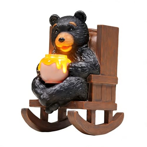 Sheaifun Solar Black Bear Garden Statue Resin Bear with Light Outdoor Decor - style: Black Bear