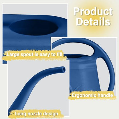 Hand Watering Can - for Home Plant Garden - 1 Gallon - Blue - color: Blue