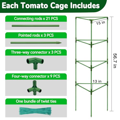 ZeeDix 4 Pack Heavy Duty Tomato Cages for Garden 57 Inch - size: 57"-4 Pack