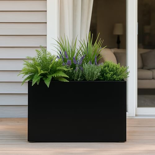 Kozyard 30”Lx12”Wx24”H Metal Planter Box Indoor Outdoor - color: Black/30”l X 12”w X 24”h