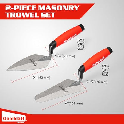 Goldblatt One-Piece Masonry Trowel Set 2PC, Pointing & Gauging, 6x2-3/4 - style: One-Piece Forged Masonry Trowel Set