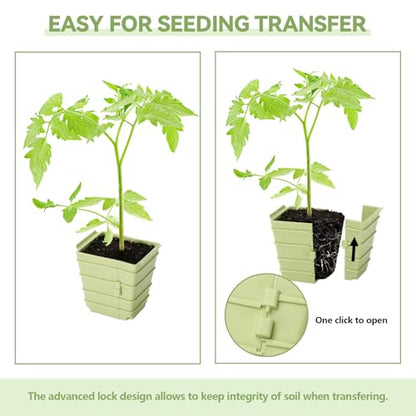 Side-Open Seed Starter Tray 4-Pack, 24 Cells Modular Design with Detachable Plant Cells, Extra-Large 2.36"x2.28" Cells, Reusable Seed Germination Kit for Indoor & Outdoor Gardening