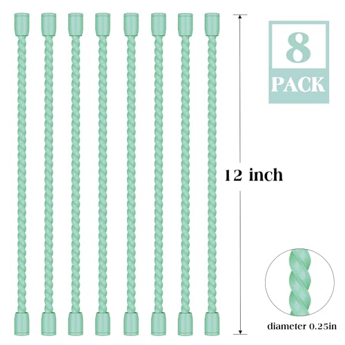 8PCS 12 Inch Silicone Cable Ties, Reusable Bendable Rubber Twist Ties - color: Mint Green, size: 12in(8pcs)