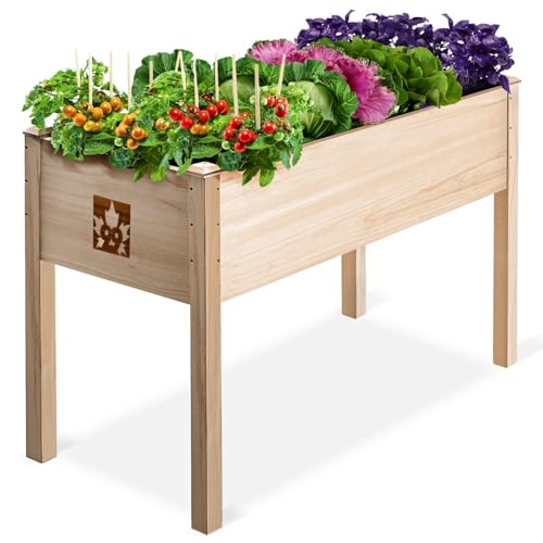Cedar Raised Garden Bed with Legs, Outdoor Planter Box 48x24x30, 200lb