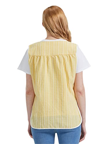 Nanxson Cobbler Aprons for Women with Pockets Smock Apron with Buttons - color: Yellow Stripes, size: XX-Large
