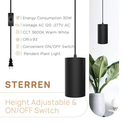 STERREN Plant Grow Light,Led Pendant Light for Indoor Plants - color: Black