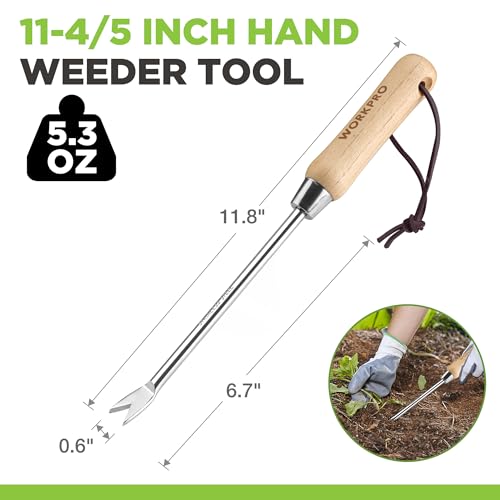 WORKPRO Dandelion Weeder Puller Tool with Wood Handle