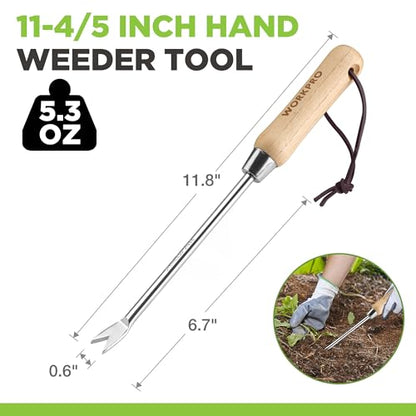 WORKPRO Dandelion Weeder Puller Tool with Wood Handle