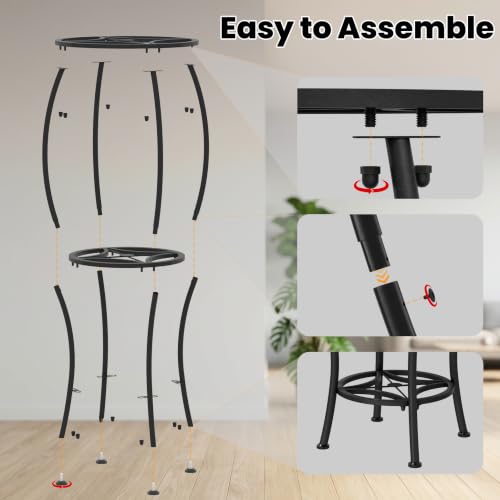TOSKING 2-Tier Tall Metal Plant Stand, Indoor Outdoor, 28.7-Inch, Black - color: Black-2Tier-28''