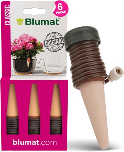Blumat Classic Self-Watering Stakes - Prevents Overwatering and Underwatering for Healthy Growth While You are Away - Ideal for Indoor Plant Watering (6 Pack w/o Adapter) - size: 6 Pack without Adapter